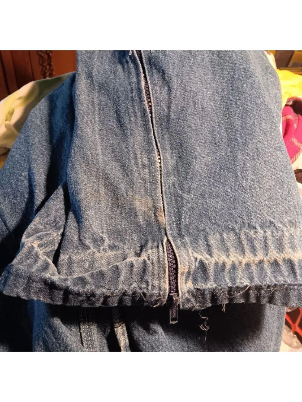 40x30 Vintage Dickies Blue Denim Overalls Workwear Carpenter Distressed Shred